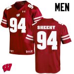 Men's Wisconsin Badgers NCAA #94 Conor Sheehy Red Authentic Under Armour Stitched College Football Jersey EM31I18QF